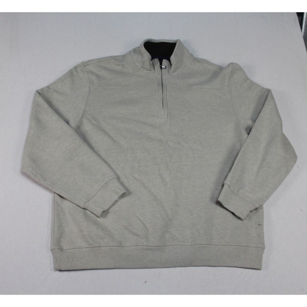 Arrow Pullover Sweater Mens XXL Gray Excellent Quarter Zip Mock Neck Knit